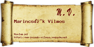 Marincsák Vilmos névjegykártya